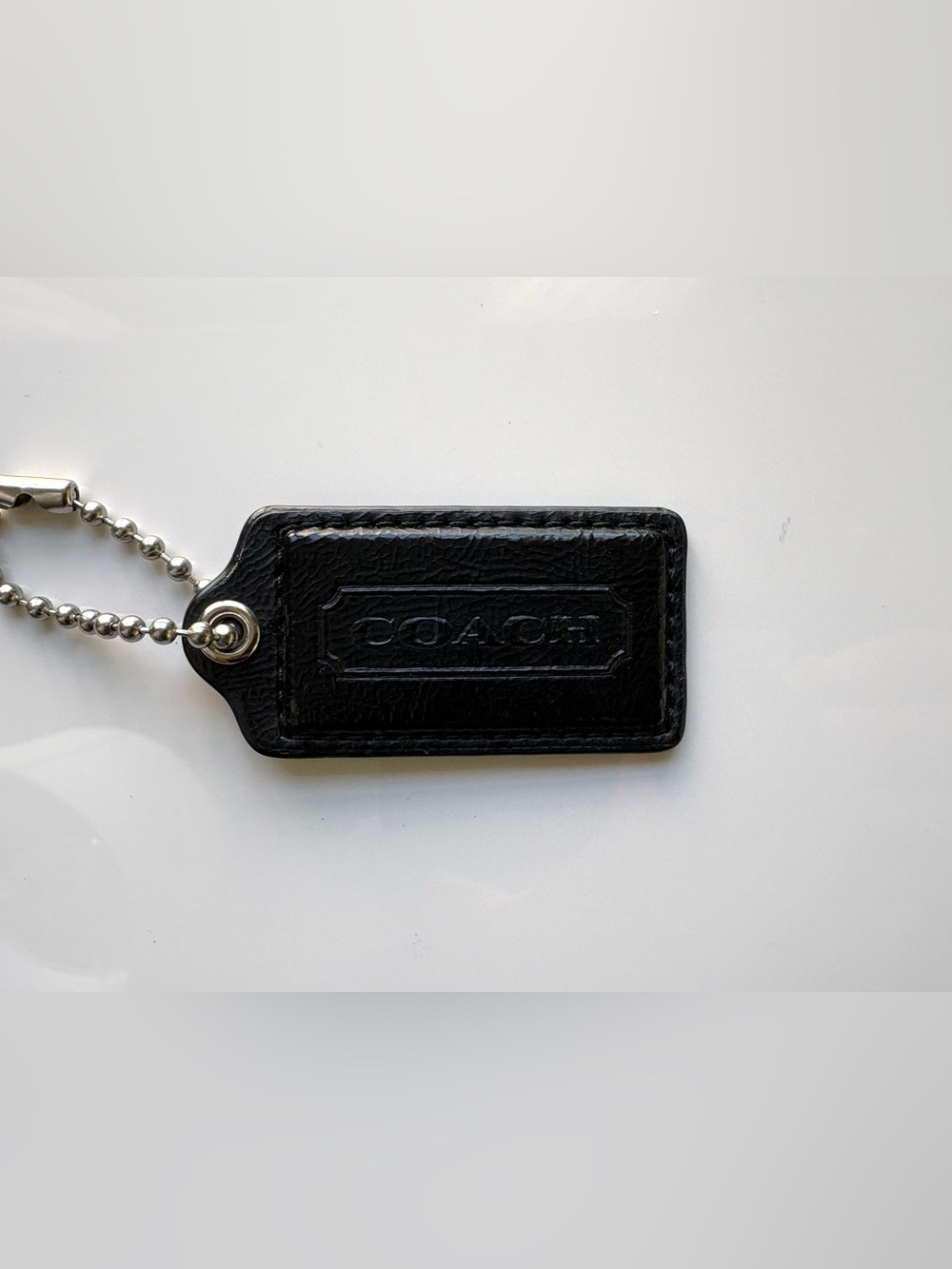 COACH 2.25” Large Black Patent Leather Hang Tag Hangtag Bag Charm Keychain Fob